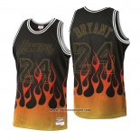 Camiseta Los Angeles Lakers Kobe Bryant #24 Flames Negro