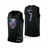 Camiseta Brooklyn Nets Kevin Durant #7 Iridescent Logo Negro