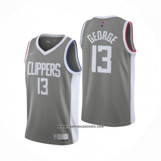Camiseta Los Angeles Clippers Paul George #13 Earned 2020-21 Gris