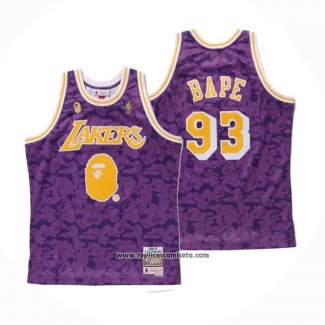 Camiseta Los Angeles Lakers Bape #93 Mitchell & Ness Violeta