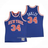 Camiseta New York Knicks Charles Oakley #34 Hardwood Classics Throwback Azul