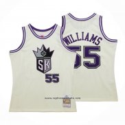 Camiseta Sacramento Kings Jason Williams #55 Mitchell & Ness Chainstitch Crema