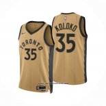 Camiseta Toronto Raptors Christian Koloko #35 Ciudad 2023-24 Oro