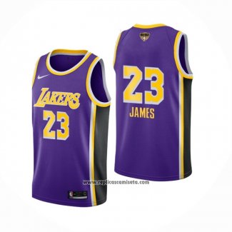 Camiseta Los Angeles Lakers Lebron James #23 Statement 2020 Final Bound Violeta