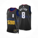 Camiseta Denver Nuggets Peyton Watson #8 Ciudad 2023-24 Negro
