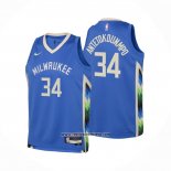 Camiseta Nino Milwaukee Bucks Giannis Antetokounmpo #34 Ciudad 2022-23 Azul