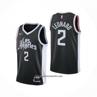 Camiseta Los Angeles Clippers Kawhi Leonard #2 Ciudad 2020-21 Negro