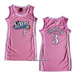Camiseta Mujer Philadelphia 76ers Allen Iverson #3 Rosa