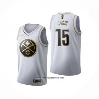 Camiseta Golden Edition Denver Nuggets Nikola Jokic #15 Blanco
