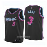 Camiseta Nino Miami Heat Dwyane Wade #3 Ciudad 2018 19 Negro