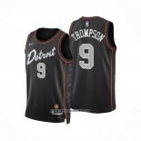 Camiseta Detroit Pistons Ausar Thompson #9 Ciudad 2023-24 Negro