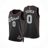 Camiseta Detroit Pistons Jalen Duren #0 Ciudad 2023-24 Negro