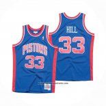 Camiseta Detroit Pistons Grant Hill #33 Hardwood Classics Throwback Azul