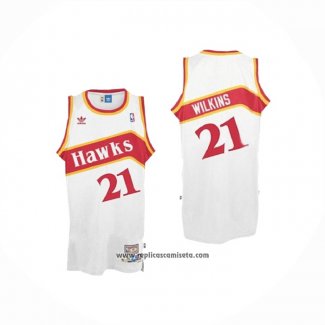 Camiseta Atlanta Hawks Dominique Wilkins #21 Retro Blanco