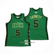 Camiseta Boston Celtics Kevin Garnett #5 Hardwood Classics Throwback Hall of Fame Verde