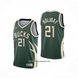Camiseta Milwaukee Bucks Jrue Holiday #21 Earned 2020-21 Verde