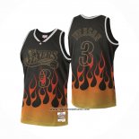 Camiseta Philadelphia 76ers Allen Iverson #3 Flames Negro