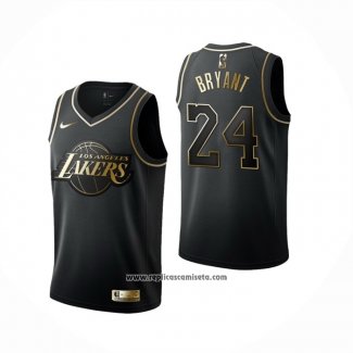 Camiseta Golden Edition Los Angeles Lakers Kobe Bryant #24 Negro