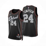 Camiseta Detroit Pistons Zavier Simpson #24 Ciudad 2023-24 Negro