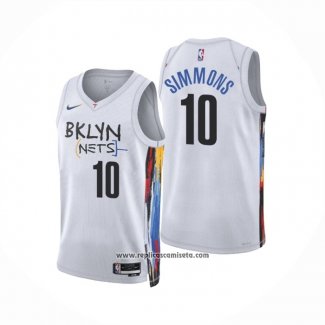 Camiseta Brooklyn Nets Ben Simmons #10 Ciudad 2022-23 Blanco