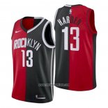 Camiseta Brooklyn Nets Houston Rockets James Harden #13 Split Negro Rojo