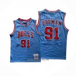 Camiseta Chicago Bulls Dennis Rodman NO 91 Mitchell & Ness 1996-97 Azul