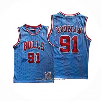 Camiseta Chicago Bulls Dennis Rodman NO 91 Mitchell & Ness 1996-97 Azul