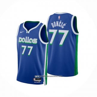 Camiseta Dallas Mavericks Luka Doncic #77 Ciudad 2022-23 Azul