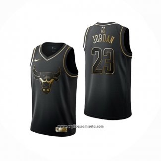 Camiseta Golden Edition Chicago Bulls Michael Jordan #23 Negro