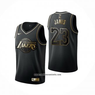 Camiseta Golden Edition Los Angeles Lakers Lebron James #23 Negro