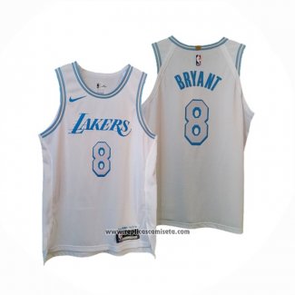 Camiseta Los Angeles Lakers Kobe Bryant #8 Ciudad Autentico 2020-21 Blanco