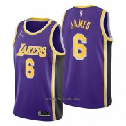 Camiseta Los Angeles Lakers LeBron James #6 Statement 2020-21 Violeta