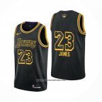 Camiseta Los Angeles Lakers Lebron James #23 Ciudad 2020-21 Negro