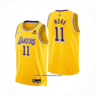 Camiseta Los Angeles Lakers Malik Monk #11 75th Anniversary 2021-22 Amarillo