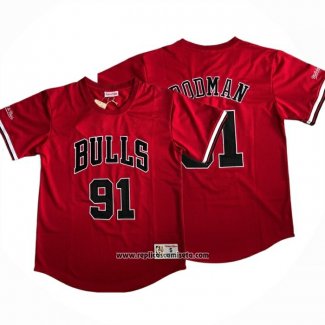 Camiseta Manga Corta Chicago Bulls Dennis Rodman #91 Rojo