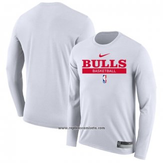 Camiseta Manga Larga Chicago Bulls Practice Performance 2022-23 Blanco