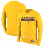 Camiseta Manga Larga Los Angeles Lakers Practice Performance 2022-23 Amarillo