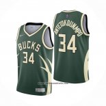 Camiseta Milwaukee Bucks Giannis Antetokounmpo #34 Earned 2020-21 Verde