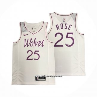 Camiseta Minnesota Timberwolves Derrick Rose #25 Earned Blanco