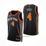 Camiseta New York Knicks Derrick Rose #4 Ciudad 2021-22 Negro