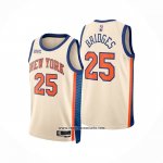 Camiseta New York Knicks Mikal Bridges NO 25 Ciudad 2025-26 Crema
