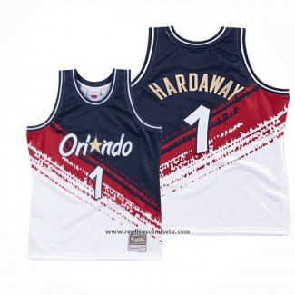 Camiseta Orlando Magic Anfernee Hardaway #1 Independence Day Mitchell & Ness Blanco