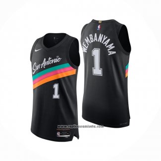 Camiseta San Antonio Spurs Victor Wembanyama NO 1 Ciudad Authentic 2025-26 Negro