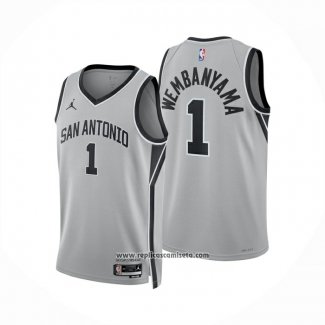 Camiseta San Antonio Spurs Victor Wembanyama NO 1 Statement 2025-26 Gris