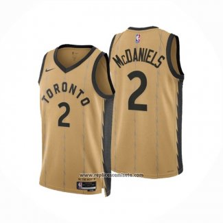 Camiseta Toronto Raptors Jalen Mcdaniels #2 Ciudad 2023-24 Oro