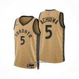 Camiseta Toronto Raptors Precious Achiuwa #5 Ciudad 2023-24 Oro