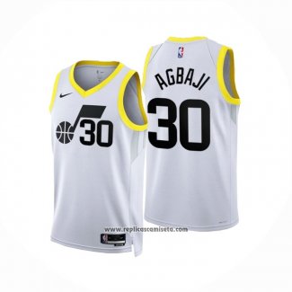 Camiseta Utah Jazz Ochai Agbaji #30 Association 2022-23 Blanco