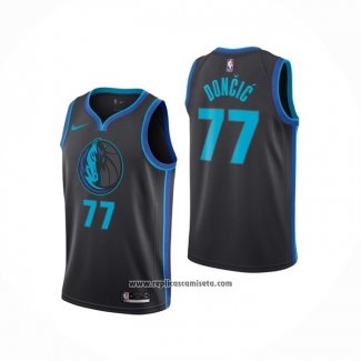 Camiseta Dallas Mavericks Luka Doncic #77 Ciudad 2018-19 Azul