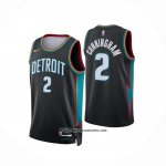 Camiseta Detroit Pistons Cade Cunningham NO 2 Ciudad 2025-26 Negro