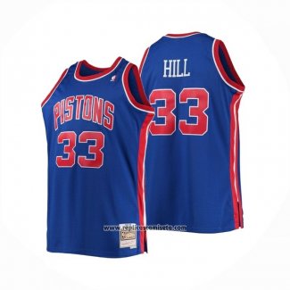 Camiseta Detroit Pistons Grant Hill NO 33 Mitchell & Ness 1995-96 Azul